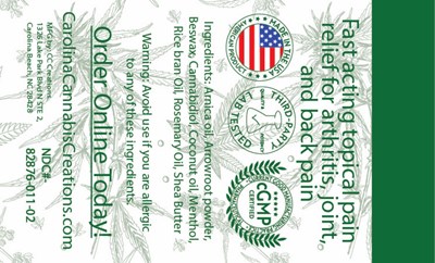 Cannarelief sample final - Back.jpg sample back label - Cannarelief sample final Back
